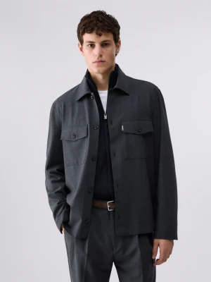 Liu Jo Wool Blend Overshirt Jacket Dark Grey