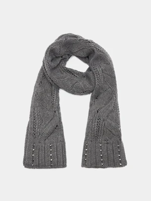 Liu Jo Wool-blend Scarf With Rhinestones szary