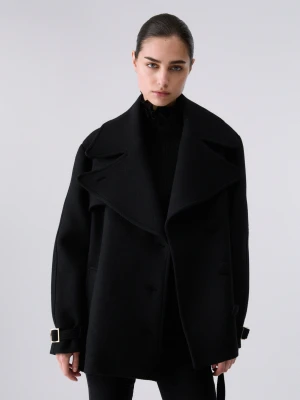Liu Jo Wool Coat With Belt czarny