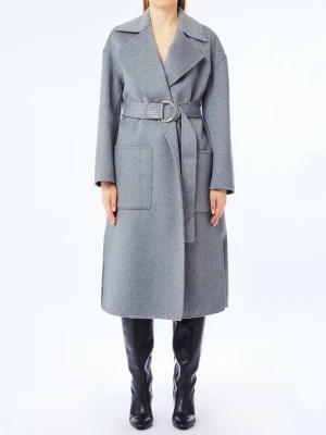 Liu Jo Wool Coat With Belt szary