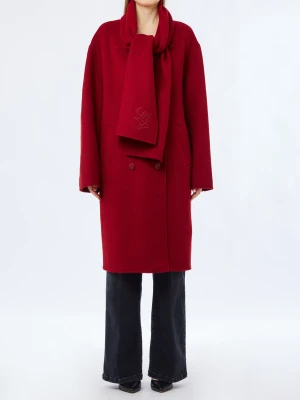 Liu Jo Wool Coat With Scarf czerwony