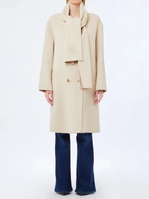 Liu Jo Wool Coat With Scarf Light Beige