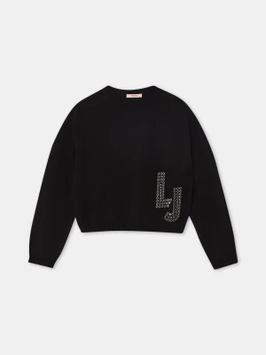 Liu Jo Wool Jumper With Logo And Rhinestones LIUJO