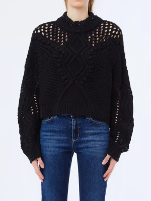 Liu Jo Wool Jumper With Openwork Detailing czarny