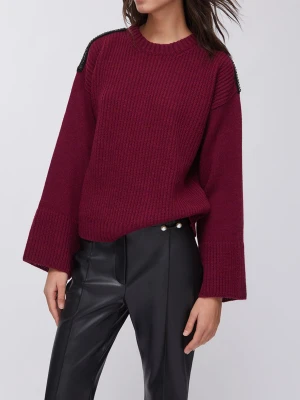 Liu Jo Wool Sweater With Gemstones Burgundy