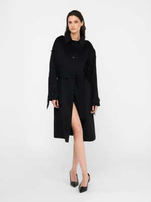 Liu Jo Wool Trench Coat With Fringes LIUJO