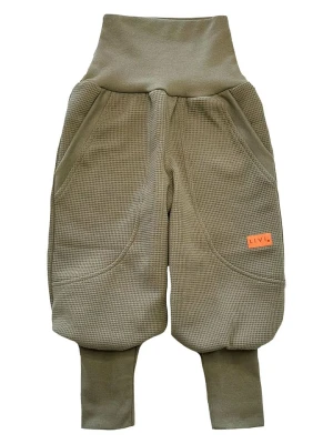 LiVi Spodnie "Waffekjersey Savanne" w kolorze khaki rozmiar: 80 / 86