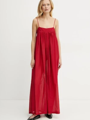 Liviana Conti kombinezon z domieszką jedwabiu kolor czerwony z dekoltem karo L5SN61