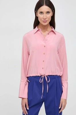 Liviana Conti koszula jedwabna kolor różowy regular z kołnierzykiem klasycznym F4SS01