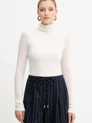 Liviana Conti longsleeve wełniany kolor beżowy z golfem F5WH17