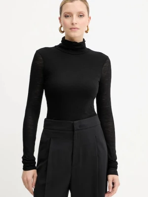 Liviana Conti longsleeve wełniany kolor czarny z golfem F5WH17