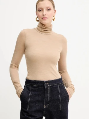 Liviana Conti longsleeve wełniany kolor zielony z golfem F5WH17
