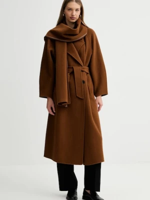 Liviana Conti płaszcz wełniany kolor brązowy F5WW69