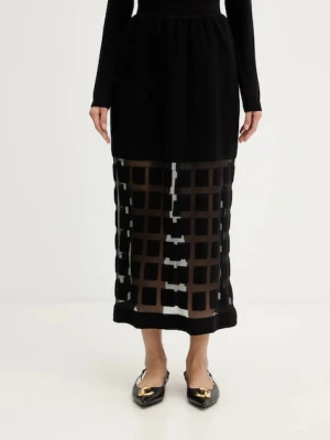 Liviana Conti spódnica wełniana kolor czarny midi rozkloszowana L5WA78
