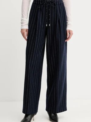 Liviana Conti spodnie damskie kolor granatowy szerokie high waist F5WL32