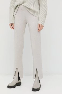 Liviana Conti spodnie damskie kolor szary proste high waist