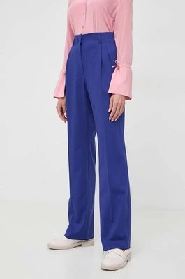 Liviana Conti spodnie z domieszką wełny kolor niebieski proste high waist F4SP41
