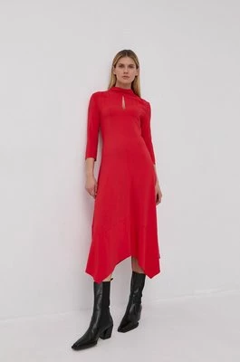 Liviana Conti sukienka kolor czerwony midi rozkloszowana