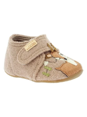 Living Kitzbühel Wełniane kapcie "Fawn" w kolorze beżowym rozmiar: 18