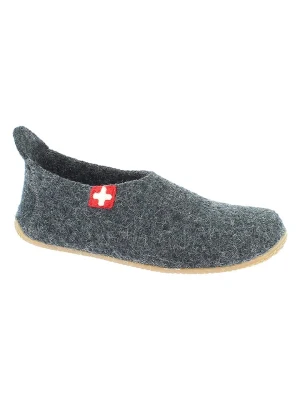 Living Kitzbühel Wełniane kapcie "Gipfelkreuz" w kolorze antracytowym rozmiar: 47
