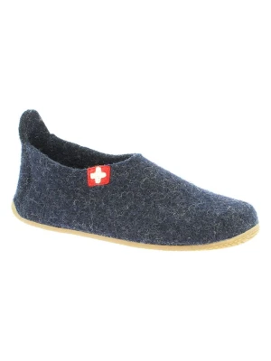 Living Kitzbühel Wełniane kapcie "Gipfelkreuz" w kolorze granatowym rozmiar: 27