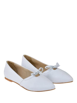 Lizza Shoes Skórzane baleriny w kolorze białym rozmiar: 42