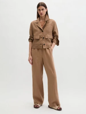 Lniana bluza overshirt prosta Marc O'Polo hnědá