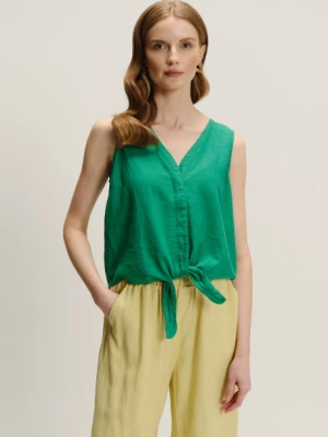 Lniano-wiskozowa bluzka w zielonym kolorze Greenpoint