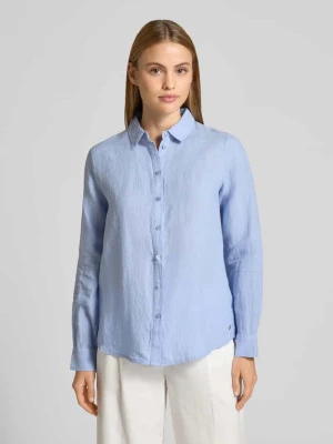 Lniana bluzka z detalem z logo i kołnierzem koszulowym FYNCH-HATTON