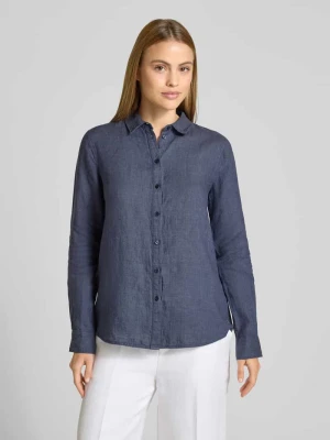 Lniana bluzka z detalem z logo i kołnierzem koszulowym FYNCH-HATTON