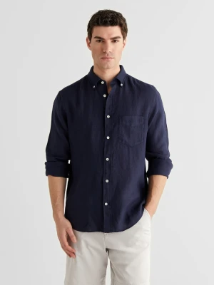 Lniana koszula farbowana po uszyciu regular fit GANT