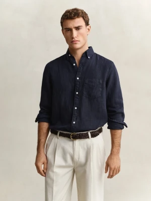 Lniana koszula farbowana po uszyciu regular fit GANT