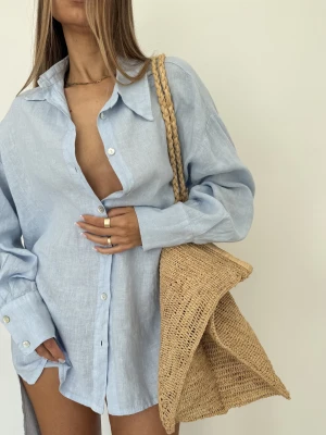 LNIANA KOSZULA MAXI BABY BLUE WŁOCHY