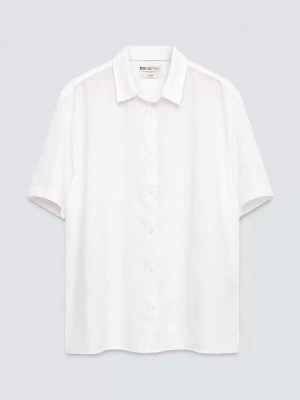 Lniana koszula męska z krótkim rękawem biała Linerso 101 BIG STAR