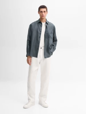 Zdjęcie produktu Lniana Koszula O Kroju Relax Fit − Studio - Niebieski - - Massimo Dutti - Mężczyzna