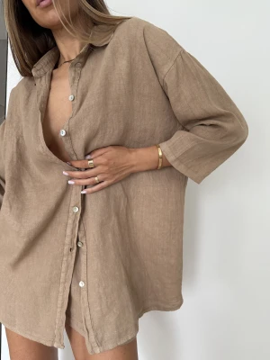LNIANA KOSZULA OVERSIZE BEIGE WŁOCHY
