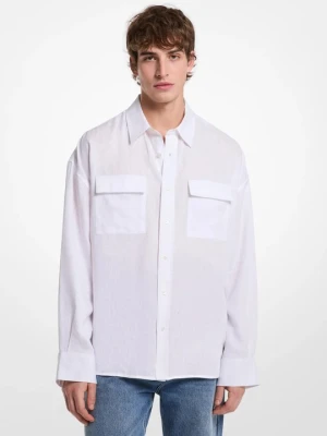 Lniana koszula oversize Michael Kors BIAŁY (Biały)