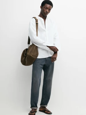 Lniana Koszula Regular Fit - Biały - Massimo Dutti - Male