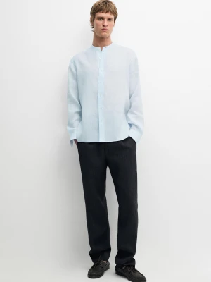 Lniana Koszula Regular Fit - Błękitny - Massimo Dutti - Male