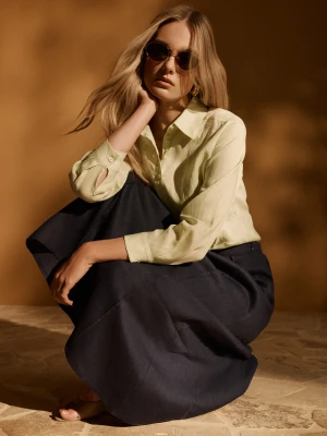 Lniana koszula w jasnozielonym kolorze TARANKO