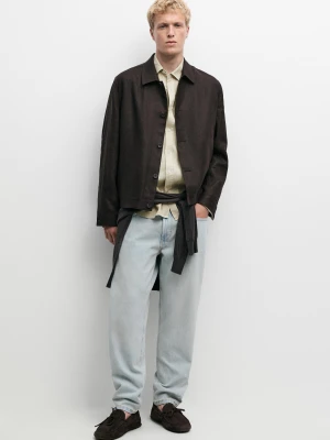 Lniana Koszula Wierzchnia Total Look - Brązowy - Massimo Dutti - Male