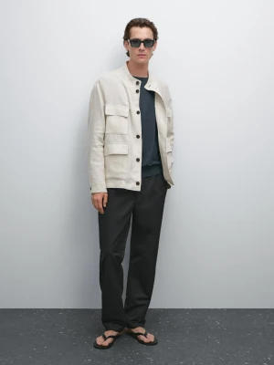 Lniana Koszula Wierzchnia Total Look - Surowy - - Massimo Dutti - Mężczyzna
