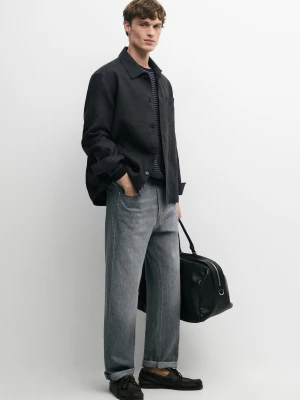 Lniana Koszula Wierzchnia Z Kieszeniami Total Look - Granatowy - - Massimo Dutti - Mężczyzna