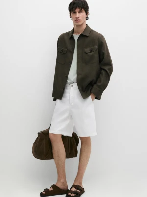 Lniana Koszula Wierzchnia Z Kieszeniami Total Look - Zielony - - Massimo Dutti - Mężczyzna