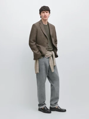 Lniana Marynarka Z Ozdobnymi Kieszeniami - Opalony - - Massimo Dutti - Mężczyzna