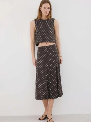 Lniana spódnica w groszki czarny - Kobieta - - MANGO