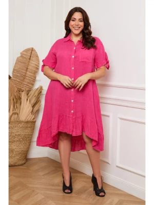 Plus Size Company Lniana sukienka "Bosnik" w kolorze fuksjowym rozmiar: 48