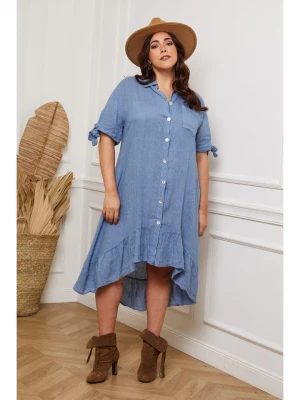 Plus Size Company Lniana sukienka "Bosnik" w kolorze niebieskim rozmiar: 46