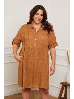 Plus Size Company Lniana sukienka "Cerif" w kolorze karmelowym rozmiar: 42