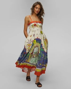Lniana Sukienka Damska Alemais Surrealist Summer Sundress